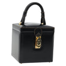 LOEWE Vanity Hand Bag Leather Black Gold Auth 187393A-1