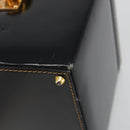 LOEWE Vanity Hand Bag Leather Black Gold Auth 187393A-9