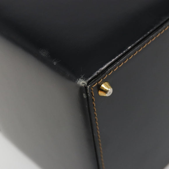 LOEWE Vanity Hand Bag Leather Black Gold Auth 187393A