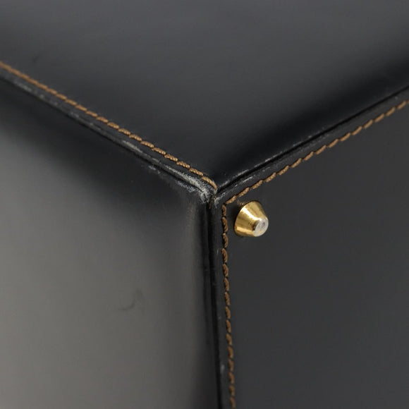 LOEWE Vanity Hand Bag Leather Black Gold Auth 187393A