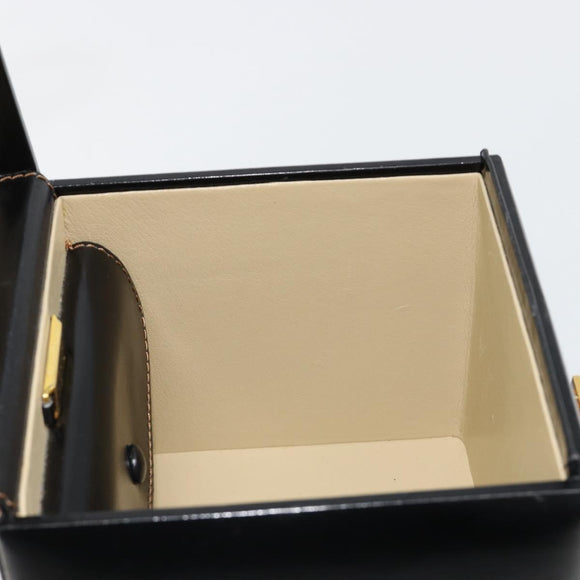 LOEWE Vanity Hand Bag Leather Black Gold Auth 187393A