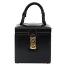 LOEWE Vanity Hand Bag Leather Black Gold Auth 187393A-13