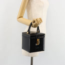 LOEWE Vanity Hand Bag Leather Black Gold Auth 187393A-21