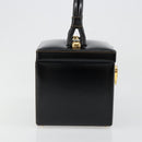 LOEWE Vanity Hand Bag Leather Black Gold Auth 187393A-4