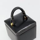 LOEWE Vanity Hand Bag Leather Black Gold Auth 187393A-6