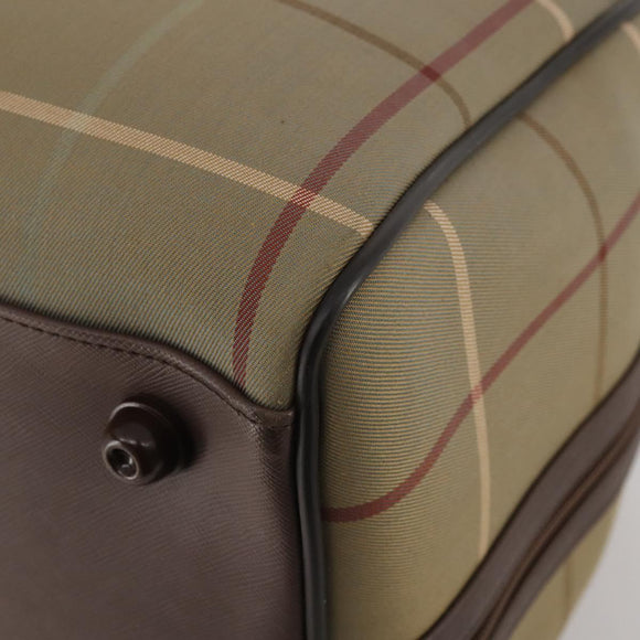 Burberrys Nova Check Boston Bag Canvas With Pouch Beige Gold Auth 187403