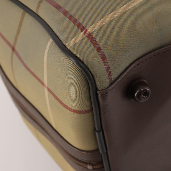 Burberrys Nova Check Boston Bag Canvas With Pouch Beige Gold Auth 187403