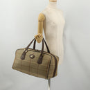 Burberrys Nova Check Boston Bag Canvas With Pouch Beige Gold Auth 187403-24