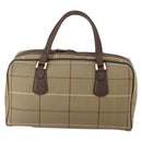 Burberrys Nova Check Boston Bag Canvas With Pouch Beige Gold Auth 187403-2