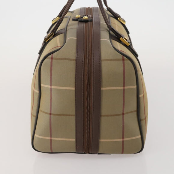 Burberrys Nova Check Boston Bag Canvas With Pouch Beige Gold Auth 187403