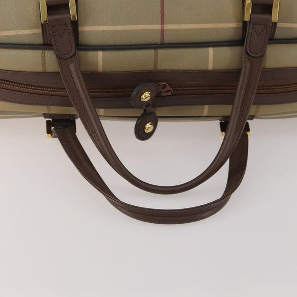 Burberrys Nova Check Boston Bag Canvas With Pouch Beige Gold Auth 187403