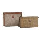 CELINE Fendi Macadam Canvas Zucchino Canvas Bag PVC 2 Set Beige Auth 187404-1