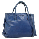 Miu Miu Hand Bag Leather 2way Blue Silver Auth 187410A-1