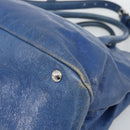 Miu Miu Hand Bag Leather 2way Blue Silver Auth 187410A-14