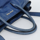 Miu Miu Hand Bag Leather 2way Blue Silver Auth 187410A-7