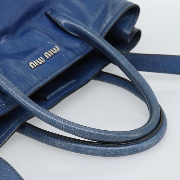 Miu Miu Hand Bag Leather 2way Blue Silver Auth 187410A