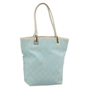 GUCCI GG Canvas Tote Bag Light Blue Gold 002 1099 2404 Auth 187412V-1
