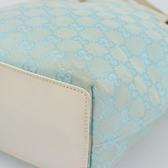 GUCCI GG Canvas Tote Bag Light Blue Gold 002 1099 2404 Auth 187412V