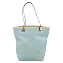 GUCCI GG Canvas Tote Bag Light Blue Gold 002 1099 2404 Auth 187412V-13