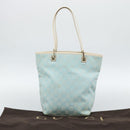 GUCCI GG Canvas Tote Bag Light Blue Gold 002 1099 2404 Auth 187412V-12