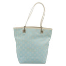 GUCCI GG Canvas Tote Bag Light Blue Gold 002 1099 2404 Auth 187412V-2