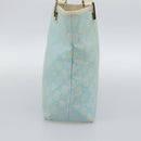 GUCCI GG Canvas Tote Bag Light Blue Gold 002 1099 2404 Auth 187412V-4