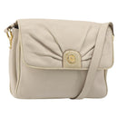 CELINE Shoulder Bag Leather Ivory Gold Auth 187413A-1