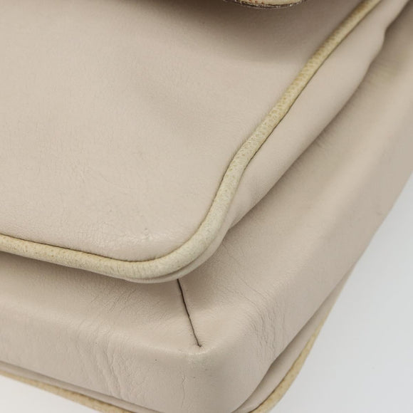 CELINE Shoulder Bag Leather Ivory Gold Auth 187413A