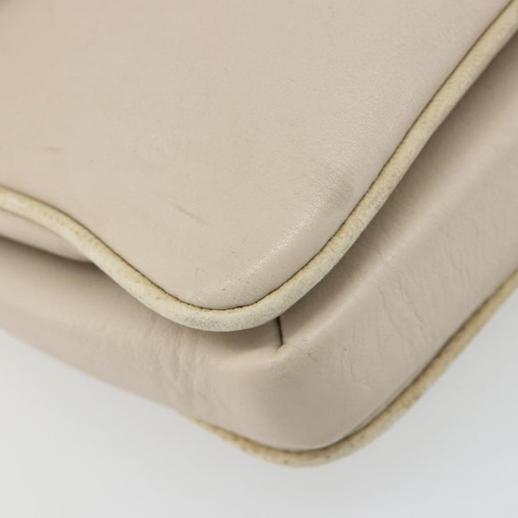 CELINE Shoulder Bag Leather Ivory Gold Auth 187413A
