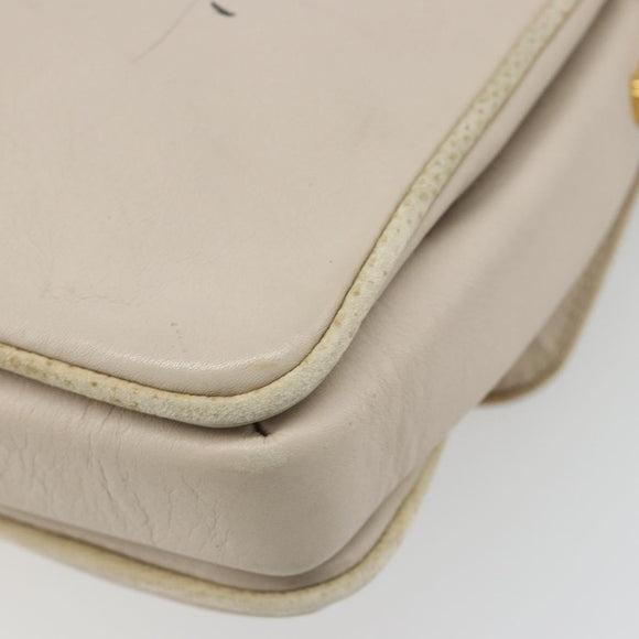 CELINE Shoulder Bag Leather Ivory Gold Auth 187413A