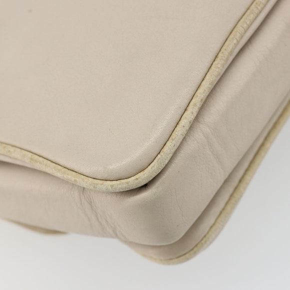 CELINE Shoulder Bag Leather Ivory Gold Auth 187413A