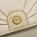 CELINE Shoulder Bag Leather Ivory Gold Auth 187413A-17