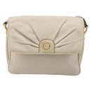 CELINE Shoulder Bag Leather Ivory Gold Auth 187413A-13