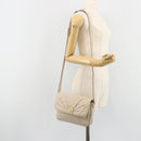 CELINE Shoulder Bag Leather Ivory Gold Auth 187413A-26
