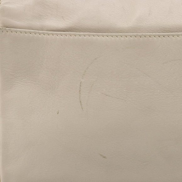 CELINE Shoulder Bag Leather Ivory Gold Auth 187413A