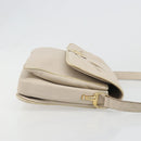 CELINE Shoulder Bag Leather Ivory Gold Auth 187413A-4