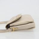 CELINE Shoulder Bag Leather Ivory Gold Auth 187413A-5