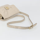 CELINE Shoulder Bag Leather Ivory Gold Auth 187413A-8