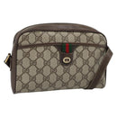 GUCCI GG Supreme Web Sherry Line Bag PVC Beige Gold 116 02 089 Auth 187415-1