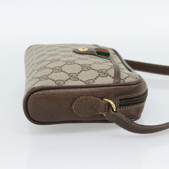 GUCCI GG Supreme Web Sherry Line Bag PVC Beige Gold 116 02 089 Auth 187415