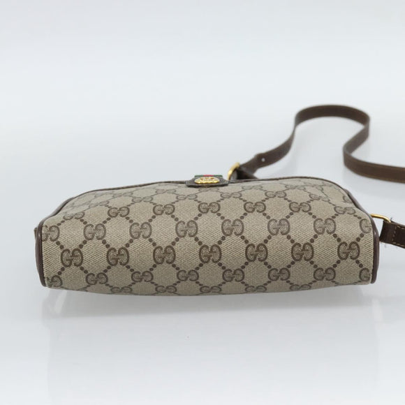 GUCCI GG Supreme Web Sherry Line Bag PVC Beige Gold 116 02 089 Auth 187415