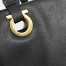 Salvatore Ferragamo Gancini Tote Bag Leather Black Gold Auth 187416-15