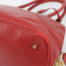PRADA Hand Bag Leather Red Gold Auth 187417A-16