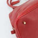 PRADA Hand Bag Leather Red Gold Auth 187417A-17
