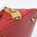 PRADA Hand Bag Leather Red Gold Auth 187417A-9