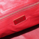 PRADA Hand Bag Leather Red Gold Auth 187417A-22