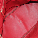PRADA Hand Bag Leather Red Gold Auth 187417A-10
