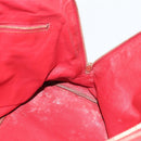PRADA Hand Bag Leather Red Gold Auth 187417A-23