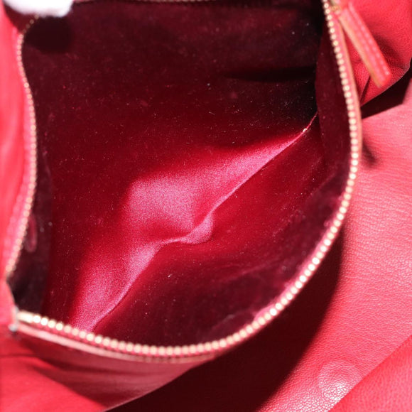 PRADA Hand Bag Leather Red Gold Auth 187417A
