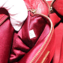 PRADA Hand Bag Leather Red Gold Auth 187417A-11